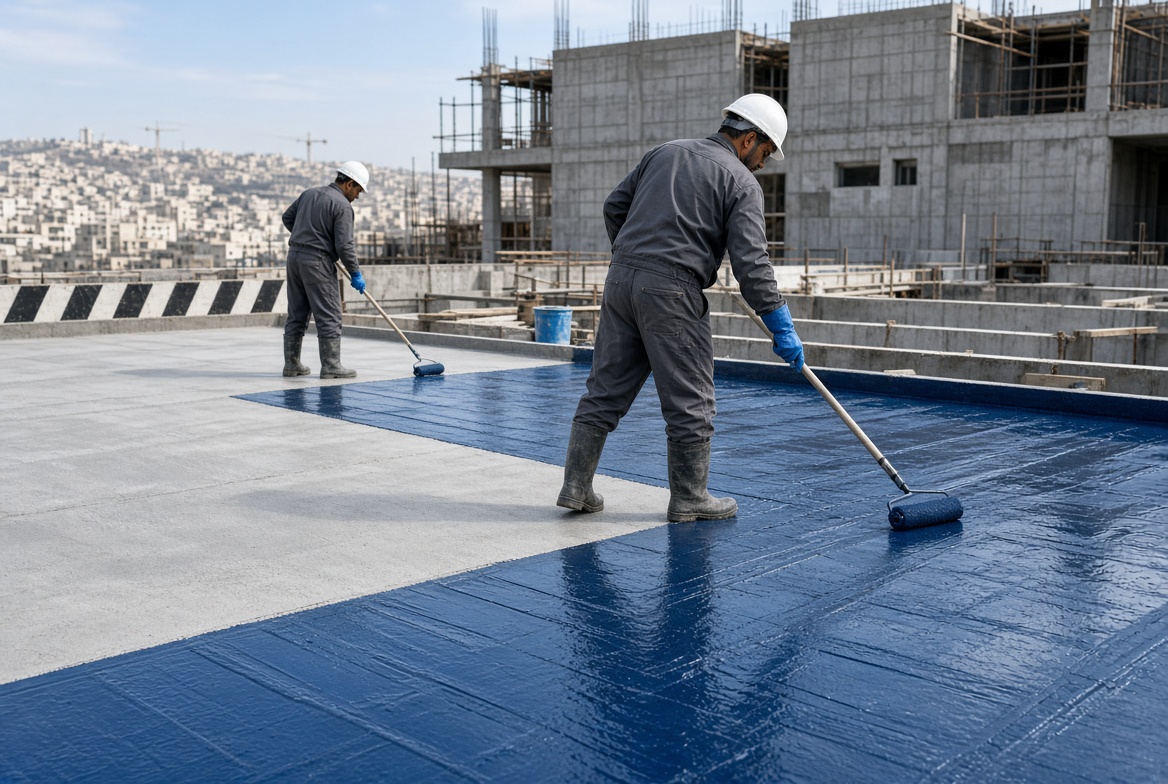 اجرای سیستم آب‌بندی بتن توسط نوین پوشش آیبک